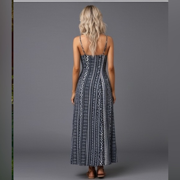 Boho Geo Print Split Thigh Cami Dress - Picture 4 of 9